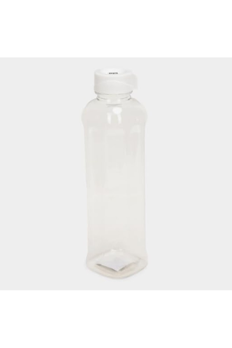 Transparent Plastic Water Bottle – 1 Liter, Slim Design with White Cap, BPA-Free