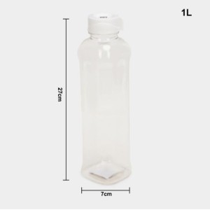 Transparent Plastic Water Bottle – 1 Liter, Slim Design with White Cap, BPA-Free