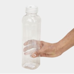 Transparent Plastic Water Bottle – 1 Liter, Slim Design with White Cap, BPA-Free
