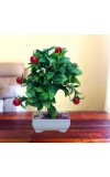 Hitech Artificial Green Cherry Bonsai with Pot for Home, Garden and Office Decor