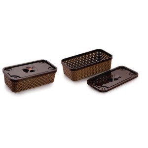 Hitech Sales Durable BASKET WITH LID pack of 1 Multipurpose Use for Kitchen & Home Organiser Box for Fruits Vegetables, Toys, Stationary items, Color May Vary