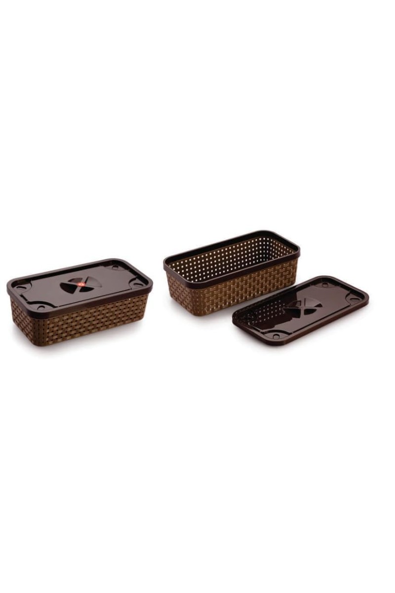 Hitech Sales Durable BASKET WITH LID pack of 1 Multipurpose Use for Kitchen & Home Organiser Box for Fruits Vegetables, Toys, Stationary items, Color May Vary