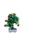 Hitech Artificial Green Cherry Bonsai with Pot for Home, Garden and Office Decor