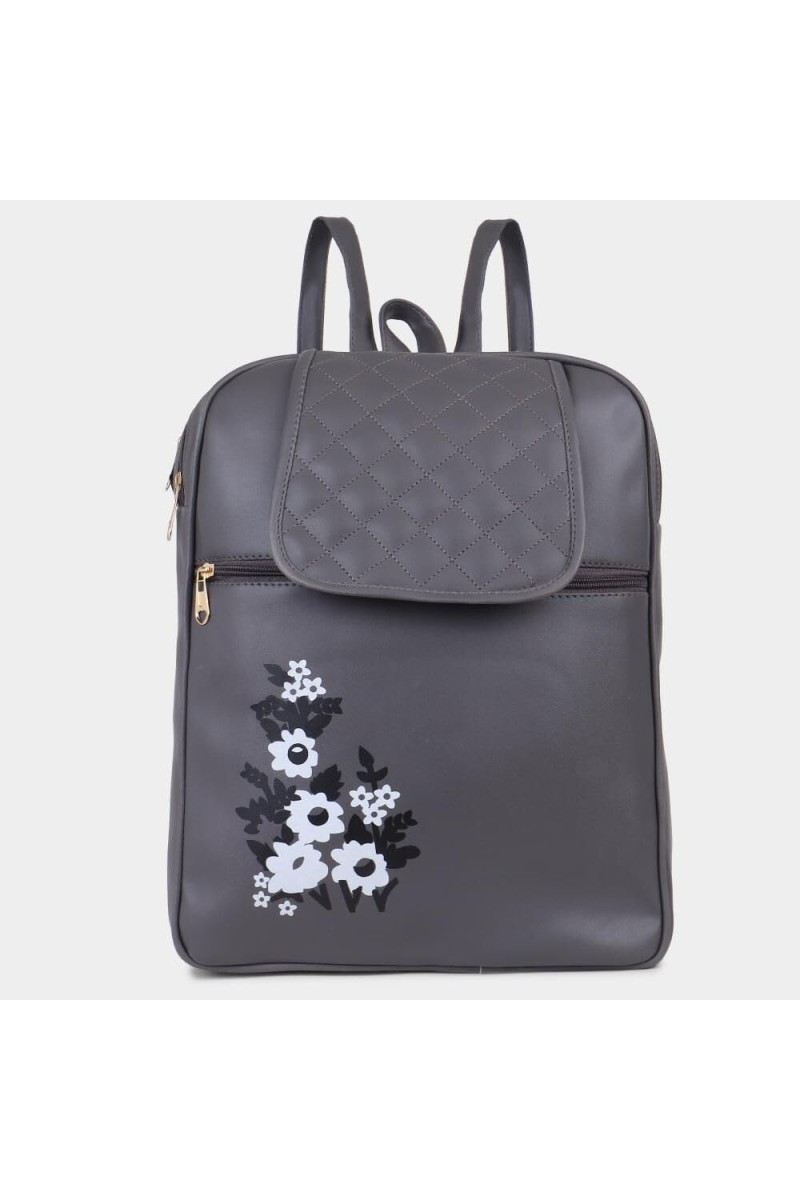Lucky Charm Women's Grey Polyurethane Backpack - (M567)