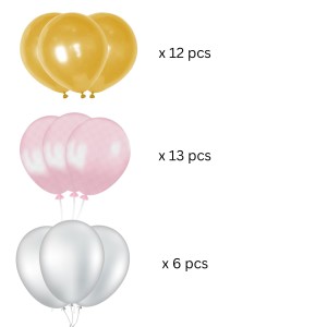 HitechSales Birthday Party Decoration Combo - Happy Birthday Foil Banner (13 Pcs), Latex Balloons (30 Pcs), Ribbon & Small Straw Pipe - Perfect Balloons for Birthday Decoration