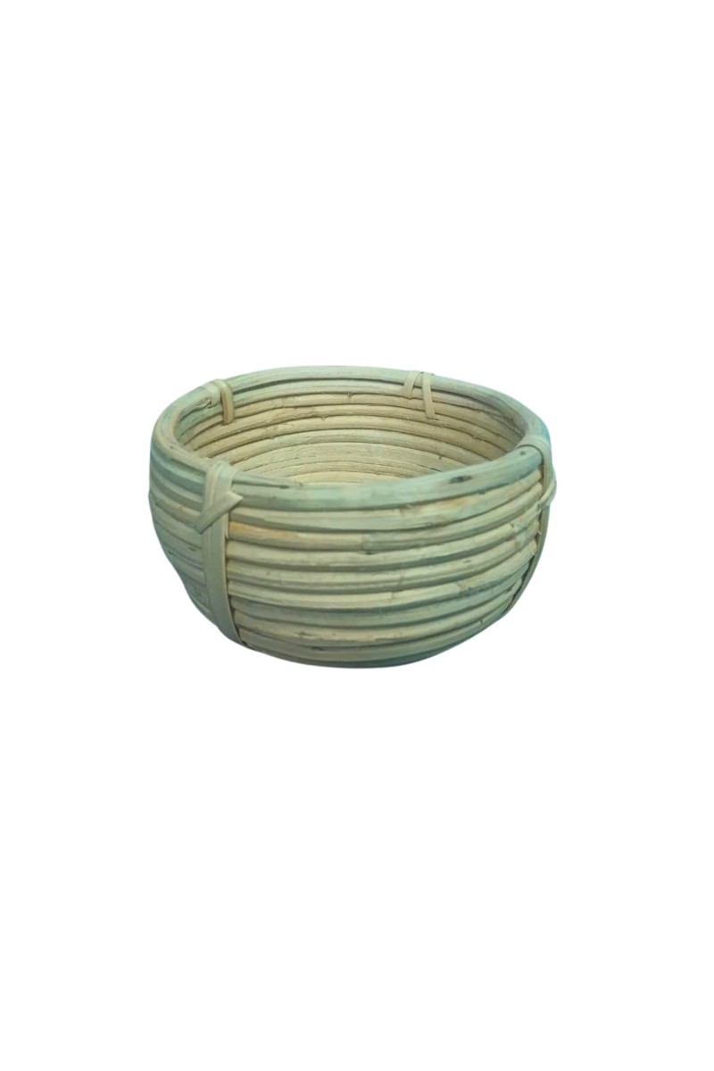 Handwoven Bamboo Basket Bowl – Round Natural Rattan Storage Basket for Kitchen, Tabletop, Fruit, Bread & Home Décor