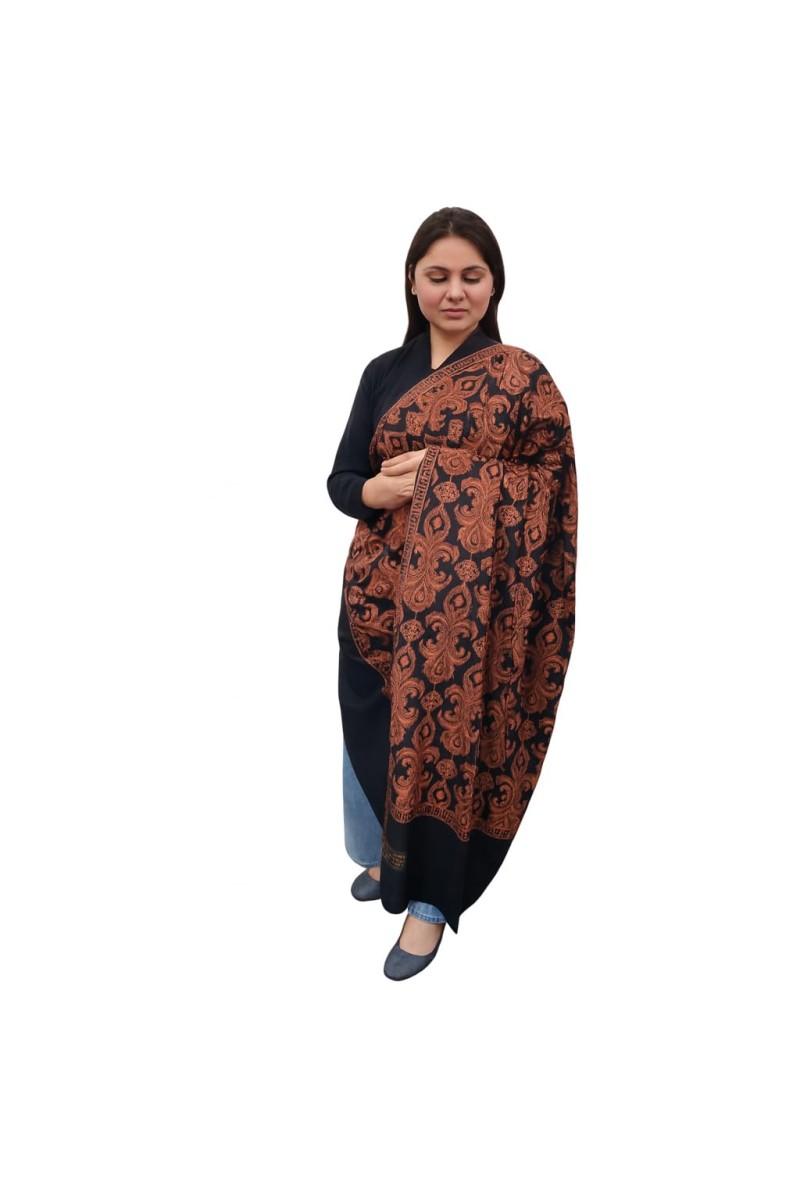 Women’s Traditional Shawl | Soft & Warm Winter Wrap Stole | Elegant Ethnic Design for Casual | Fashion Shawl for Women (Black)