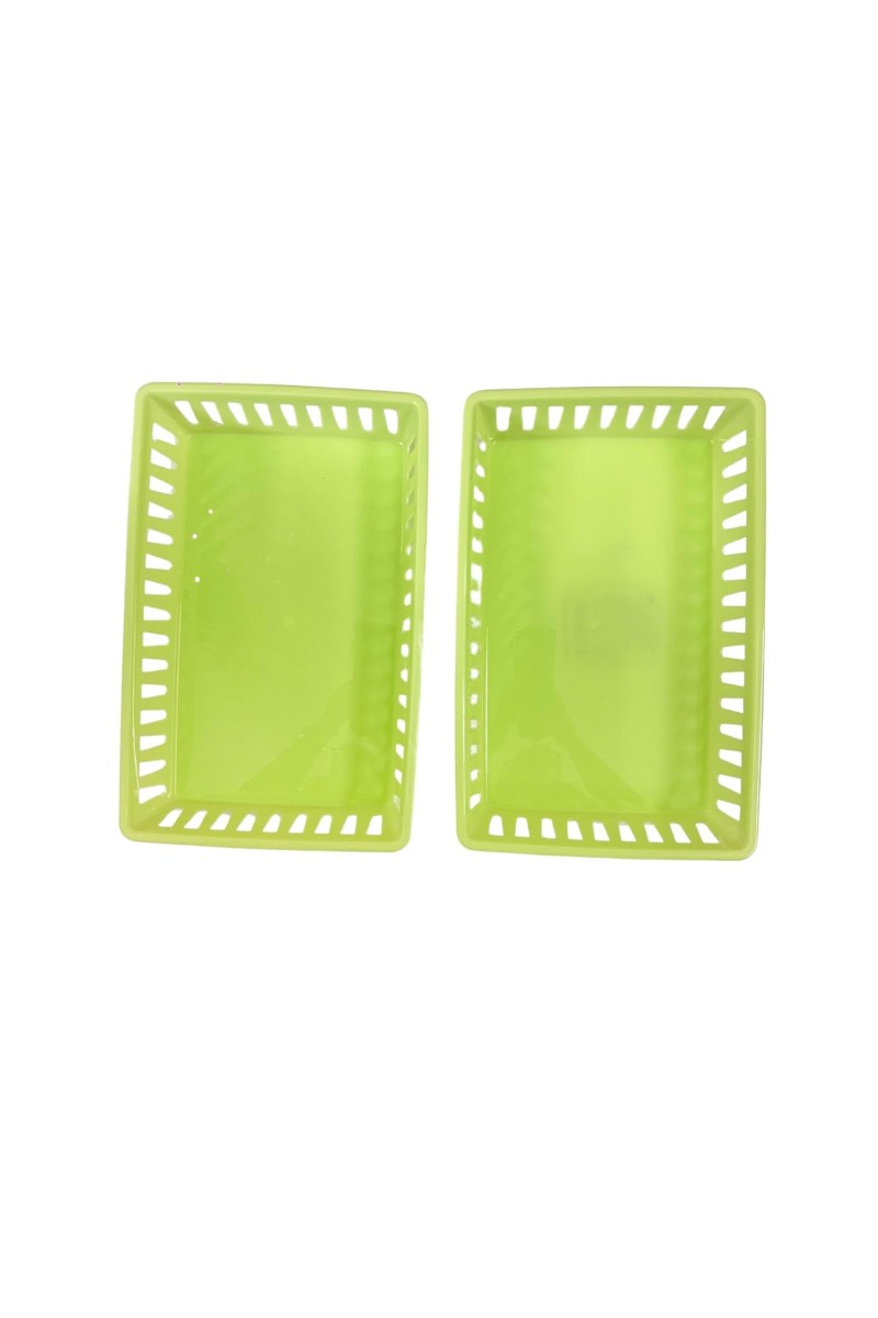 Plastic Handy Basket Green Colour, Ideal For All Bedroom and Home set of 2
