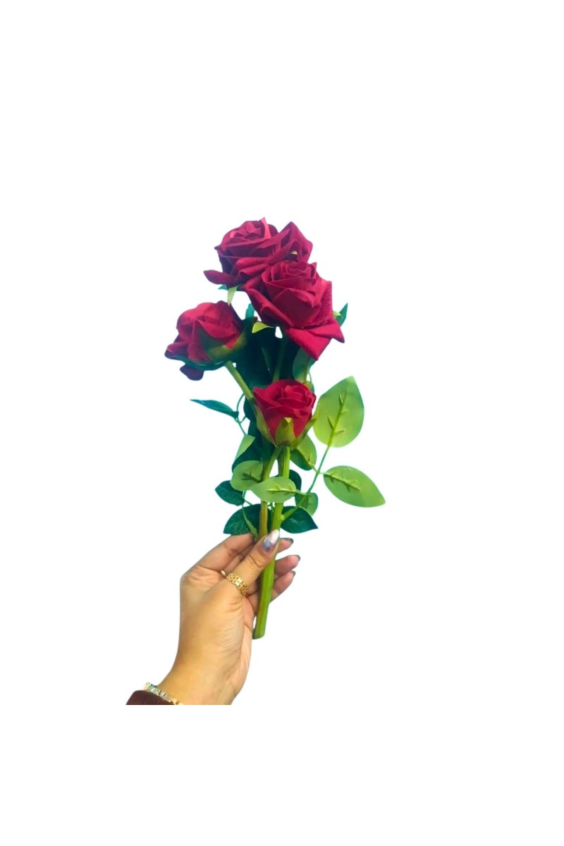 Artificial Red Rose Bouquet (with Pot) – Realistic Faux Roses with Green Leaves, Decorative Fake Flower Stem for Home Décor, Wedding, Valentine’s Day, Anniversary & Table Centerpiece (Mutlicolor)