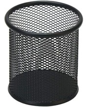 Black Round Mesh Pen Stand Pencil Holder pack of 1 I Desk Organizer for Office, Study & Home (Black)