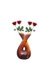 Ceramic Double Face Flower Vase for Living Room, Bedroom & Dining Table | Decorative Glossy Finish Vase for Home Decor & Gifting (Brown Finish)