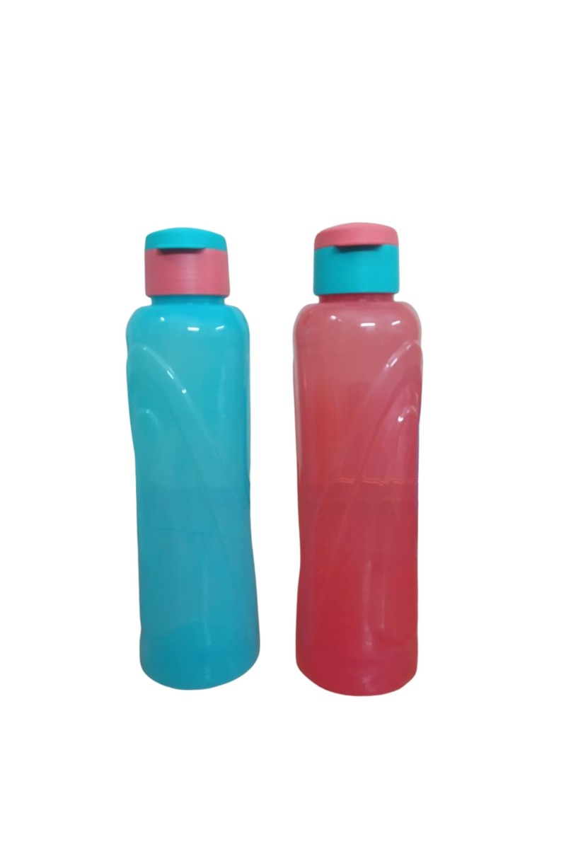 Plastic Bottle - Durable, BPA-Free, Reusable, Leak-Proof, 1L, Eco-Friendly, Travel Friendly, Stylish, Food-Grade, Transparent 1 ltre (set of two) design.