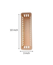 Plastic Basket Organizer – Durable PP Storage Bin with Handles, Stackable & Ventilated – Multi‑Purpose Organizer for Kitchen, Bathroom, Pantry, Office (Light peach) set of 3