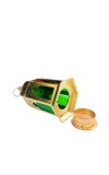 Moroccan Style Gold Lantern with Green Glass – Decorative Metal Candle Holder for Ramadan, Eid, Weddings, Home Decor & Parties – Vintage Hanging Lantern.