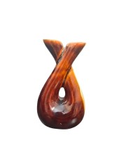 Ceramic Double Face Flower Vase for Living Room, Bedroom & Dining Table | Decorative Glossy Finish Vase for Home Decor & Gifting (Brown Finish)