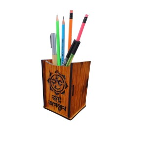Wooden Pen Holder Stand – Pencil Cup, Makeup Brush Holder, Desk Organizer for Office, Home Decor & Art Supplies Storage