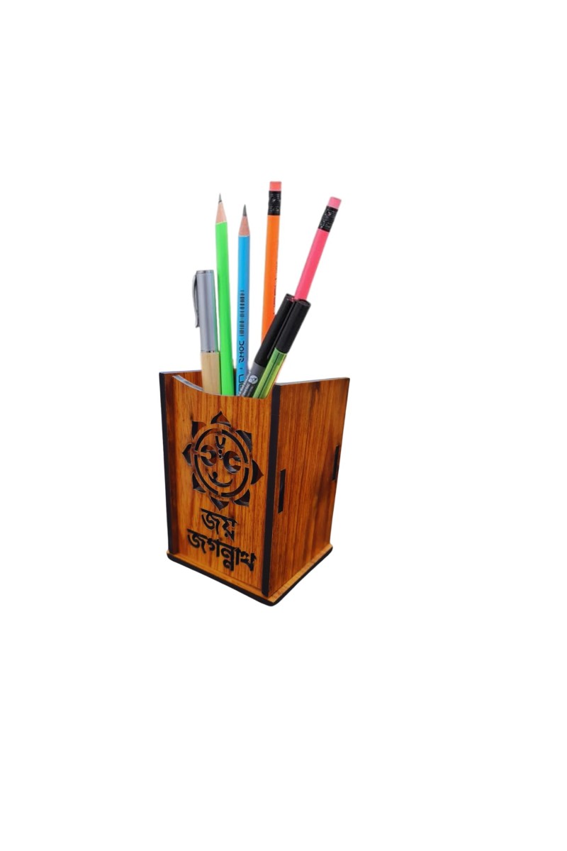 Wooden Pen Holder Stand – Pencil Cup, Makeup Brush Holder, Desk Organizer for Office, Home Decor & Art Supplies Storage