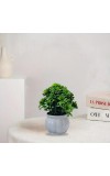 HiTechMart Artificial Green Bush Plant in White Ceramic Vase – Lifelike Faux Desk & Tabletop Plant for Home, Office & Indoor Decor