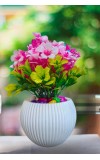 HI TECH Sales Artificial Flower Plant with Pot – Pink & Green Decorative Faux Floral Arrangement for Home & Office Décor | Indoor Tabletop Decoration