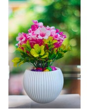 HI TECH Sales Artificial Flower Plant with Pot – Pink & Green Decorative Faux Floral Arrangement for Home & Office Décor | Indoor Tabletop Decoration