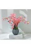 HiTechMart Artificial Pink Lily Flower Arrangement in Decorative Grey Pot – Elegant Faux Floral Plant for Home, Office, and Tabletop Décor – Realistic Silk Flowers, No Maintenance Required