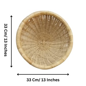 Handmade Natural Cane Basket | Round Bamboo Storage Basket for Fruits, Vegetables & Decor, Beter Jhuri