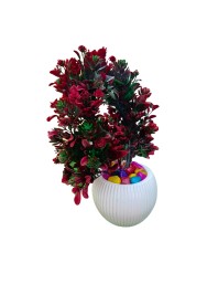 HI TECH Sales Artificial Bonsai Plant with Decorative Pot – Tree with Red & Green Leaves | Home & Office Decor, Tabletop Indoor Plant