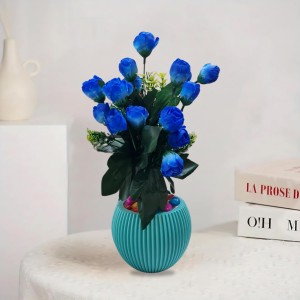 HiTechMart Artificial Blue Rose Bouquet with Decorative Vase – Elegant Faux Flowers for Home & Office Décor HiTechMart Artificial Blue Rose Bouquet with Decorative Vase – Elegant Faux Flowers for Home & Office Décor
