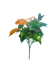 Artificial Leaf Plant (with Pot) – Realistic Faux Roses with Green Leaves, Decorative Fake Flower Stem for Home Décor, Wedding, Valentine’s Day, Anniversary & Table Centerpiece (Multicolor)