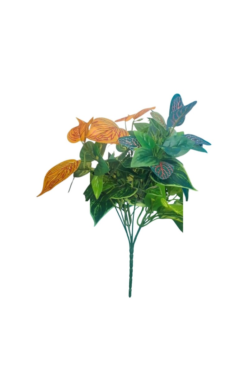 Artificial Leaf Plant (with Pot) – Realistic Faux Roses with Green Leaves, Decorative Fake Flower Stem for Home Décor, Wedding, Valentine’s Day, Anniversary & Table Centerpiece (Multicolor)