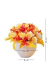 HiTechMart Artificial Flower Arrangement with Vase – Lifelike Orange & Yellow Faux Bouquet for Home Décor, Office, Living Room, Table Centerpiece, and Gift – Elegant & Maintenance-Free
