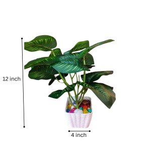Artificial Indoor Leaf Plant with Pot – Realistic Faux Greenery, No Maintenance, Perfect for Home, Office or Shelf Décoration.