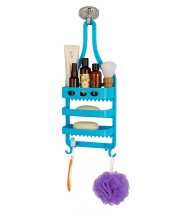 Plastic Hanging Shower Caddy – 3-Tier Bathroom Storage Organizer Rack for Toiletries & Essentials (Blue)