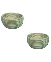 Handwoven Bamboo Basket Bowl – Round Natural Rattan Storage Basket for Kitchen, Tabletop, Fruit, Bread & Home Décor (set of 2) (2)