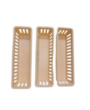 Plastic Basket Organizer – Durable PP Storage Bin with Handles, Stackable & Ventilated – Multi‑Purpose Organizer for Kitchen, Bathroom, Pantry, Office (Light peach) set of 3