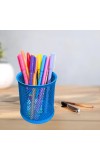 Blue Round Mesh Pen Stand Pencil Holder I Desk Organizer for Office, Study & Home | Desk Organizer for Office, Study & Home (Blue)