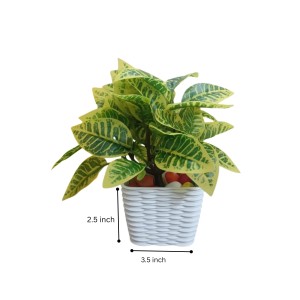 Artificial Leaf Plant with Pot Realistic Faux Greenery Indoor Decoration Home Office Tabletop Decor