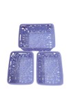 Plastic Storage Baskets Set of 3 – Decorative Organizer Bins with Cutout Design for Home, Office, Bathroom, or Kitchen – Durable & Lightweight – Purple