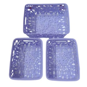Plastic Storage Baskets Set of 3 – Decorative Organizer Bins with Cutout Design for Home, Office, Bathroom, or Kitchen – Durable & Lightweight – Purple Plastic Storage Baskets Set of 3 – Decorative Organizer Bins with Cutout Design for Home, Office, Bathroom, or Kitchen – Durable & Lightweight – Purple