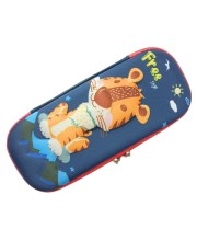 3D Hard Cover Large Capacity Waterproof Cute Pencil Case Stationery Cosmetic Box with Compartments Pencil Case for Kids Boys Cute Pen Pouch for Kindergarten and School (Tiger)