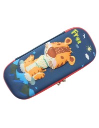 3D Hard Cover Large Capacity Waterproof Cute Pencil Case Stationery Cosmetic Box with Compartments Pencil Case for Kids Boys Cute Pen Pouch for Kindergarten and School (Tiger)