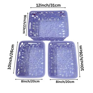 Plastic Storage Baskets Set of 3 – Decorative Organizer Bins with Cutout Design for Home, Office, Bathroom, or Kitchen – Durable & Lightweight – Purple Plastic Storage Baskets Set of 3 – Decorative Organizer Bins with Cutout Design for Home, Office, Bathroom, or Kitchen – Durable & Lightweight – Purple