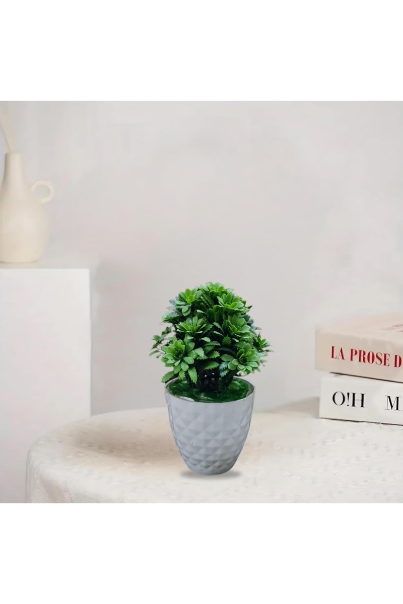 HiTechMart Artificial Green Plant with Decorative Pot – Realistic Faux Potted Plant for Home & Office Décor