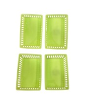 Plastic Rectangular Storage Basket Set of 4 – Multipurpose Organizer Trays for Kitchen, Office & Home Use (Green)