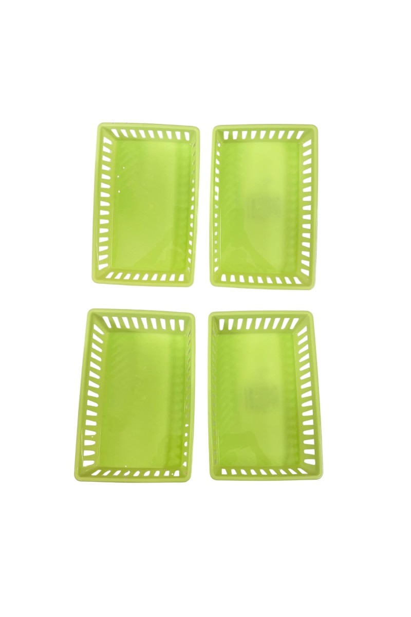 Plastic Storage Basket Self Organizer for Home Kitchen Office Cabinet Shelf Storage Solution (set of 4)