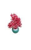 Artificial Pink Chrysanthemum Flower Bunch with Textured Teal Pot | 12 x 4.5 Inches Decorative Faux for Home & Office