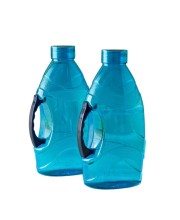 Reusable Large Capacity Water Bottle with Handle, Durable Plastic Drinking Bottle, Blue (Set of 2) (Blue)