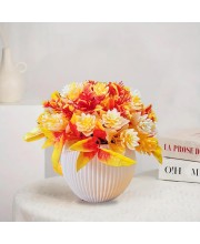 HiTechMart Artificial Flower Arrangement with Vase – Lifelike Orange & Yellow Faux Bouquet for Home Décor, Office, Living Room, Table Centerpiece, and Gift – Elegant & Maintenance-Free