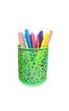 Flower Design Pen Pencil Holder | Light Green Desk Organizer for Office, Study & Home