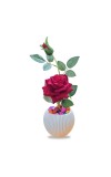HiTechMart Artificial Rose Flower in White Vase – Realistic Faux Silk Rose with Decorative Pebbles – Home & Office Décor, Gift for Loved Ones HiTechMart Artificial Rose Flower in White Vase – Realistic Faux Silk Rose with Decorative Pebbles – Home & Office Décor, Gift for Loved Ones